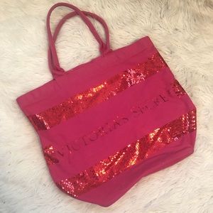 Victoria’s Secret large pink sequin tote